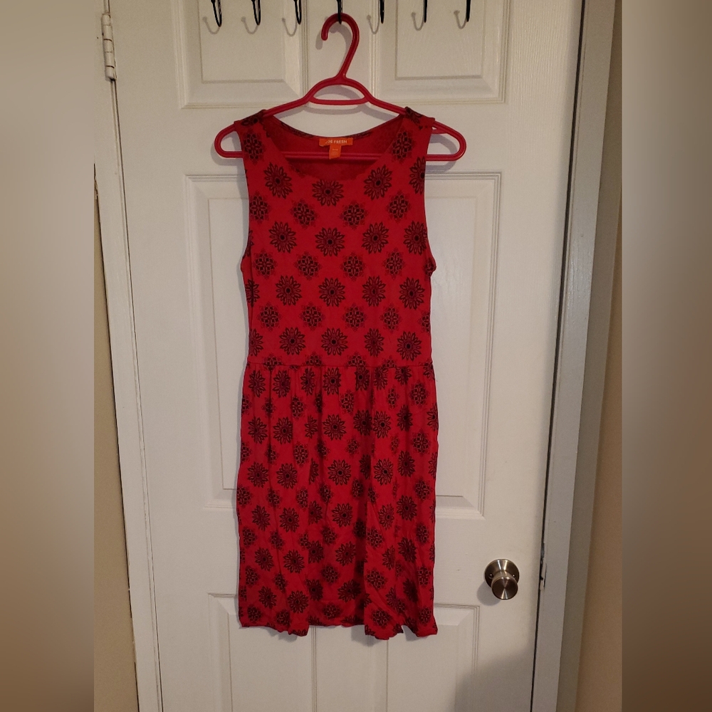 Joe Fresh Red And Navy Floral Sundress Scoop Neck